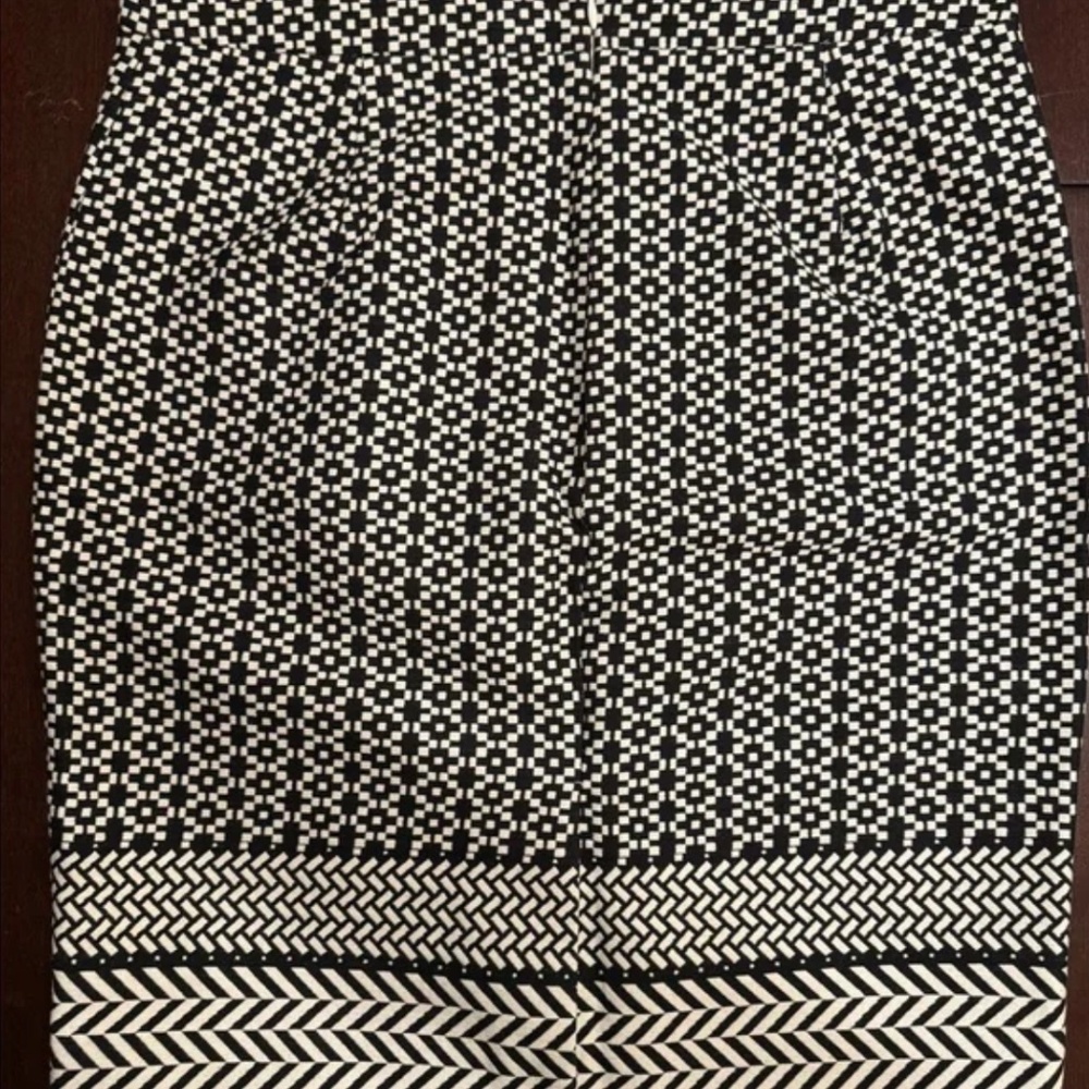 J. Crew Black and White Geometric Pencil Skirt